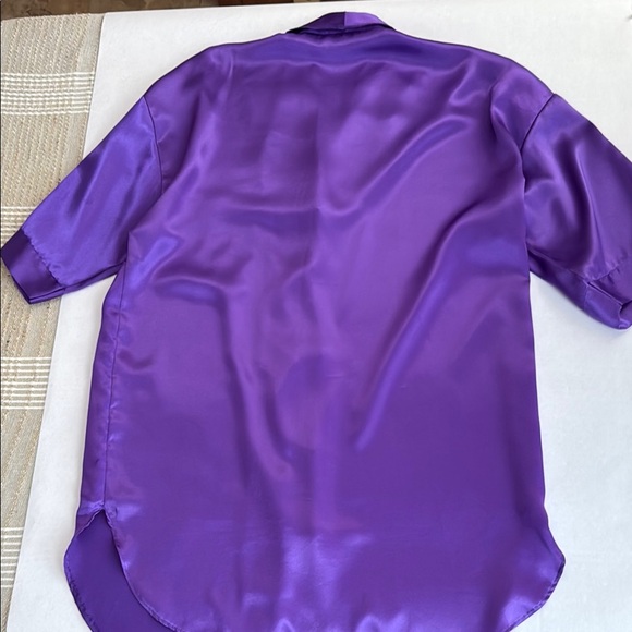 Purple Polyester Button-Up Robe - Picture 9 of 16